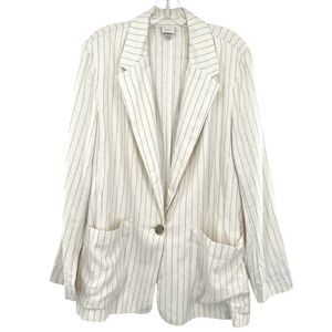A New Day Pinstripe Linen Blend Blazer Jacket